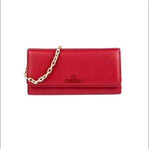 Jupiter Texture Leather Chain Wallet Valentino